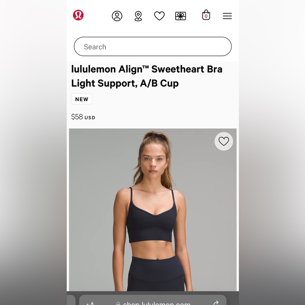 NWT Lululemon Align Sweetheart Bra